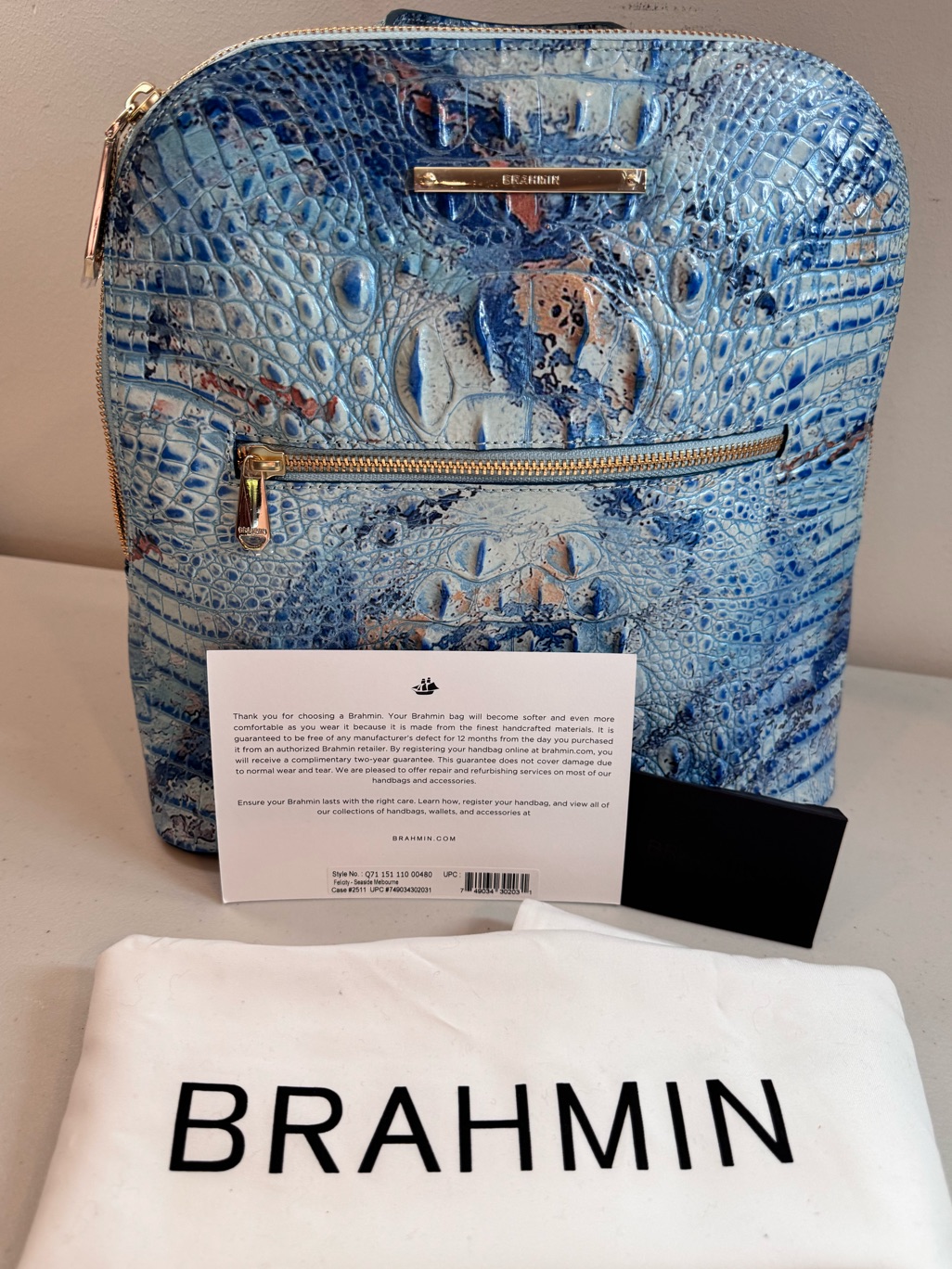 Brahmin Felicity Croc-Embossed Leather Backpack In Seaside Melbourne